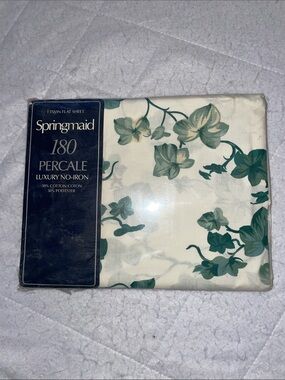 Springmaid 180 Percale No-Iron Flat Sheet in Green Floral